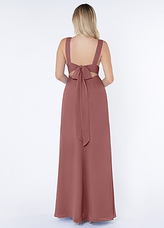 Azazie Christiana Bridesmaid Dresses Desert Rose A-Line V-Neck Pleated Chiffon Dress image2