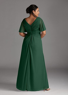 Azazie Emmeline Mother of the Bride Dresses Dark Green A-Line V-Neck Pleated Mesh Dress image8