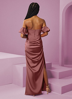 Barbie ♥ Azazie Bridesmaid Dresses Amethyst Sheath Off the Shoulder Stretch Satin Convertible Dress image9