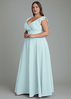 Azazie Leilani Bridesmaid Dresses Mist A-Line Pleated Chiffon Dress image9