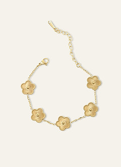 front 18 karaatin kullattu ruostumattomasta teräksestä valmistettu viisilehtinen apila-rannekoru