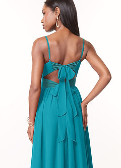 Azazie Zeya Bridesmaid Dresses Jade A-Line V-Neck Pleated Chiffon Dress image2