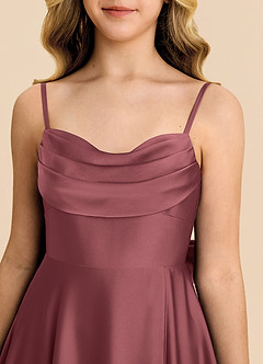 Azazie Bear Klä av A-Line i Stretch Satin Älskling Halsringning image7