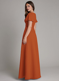 Azazie Kaya Bridesmaid Dresses Cinnamon A-Line Pleated Chiffon Dress image2