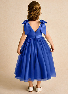 Azazie Serene Abiti da Ragazza di Fiori Abito Principessa in Raso Opaco Fiocco Blu Reale image6