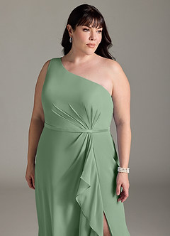 Azazie Liza Vestidos de madrinha de casamento Vestir Matchá de Chiffon de sereia com Um ombro image10