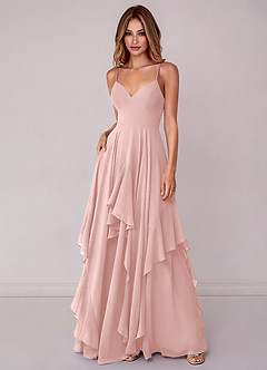 Azazie Zaina Vestidos de madrinha de casamento Vestido Pó Rosa de Chiffon de Linha A image3