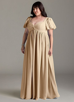 Azazie Madisynn Brautjungfernkleider für Schwangere Schleifen Chiffon Bodenlänge Kleid image8