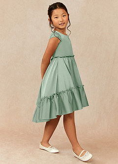 Azazie Lee Final Sale Agave A-Line Bow Stretch Satin Dress image3