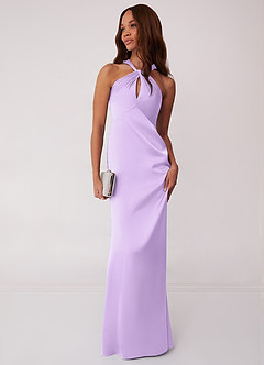 Barbie ♥ Azazie Bridesmaid Dresses Lilac Sheath Stretch Satin Dress image3