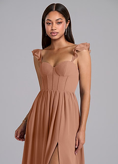 Azazie Denisse Jurken voor bruidsmeisjes Jurk van Chiffon met A-Lijn Ruches Bronzeertint image6
