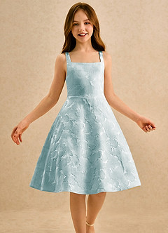 Azazie Peppy Girls Formal Flower Girl Dresses French Porcelain A-Line Bow Floral Jacquard Dress image3