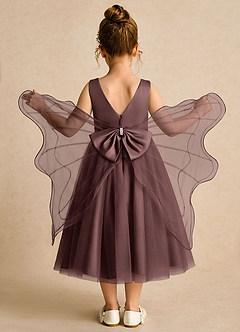 Azazie Pear Flower Girl Dresses Espresso Ball-Gown Bow Tulle Dress image1