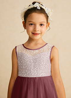 Azazie Tay Flower Girl Dresses Desert Rose A-Line Sequins Tulle Dress image7