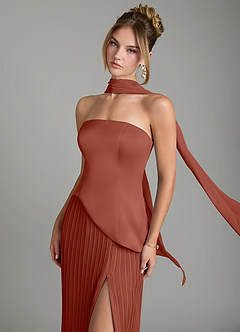Azazie Tierney Bridesmaid Dresses Auburn A-Line Strapless Chiffon Convertible Dress image7