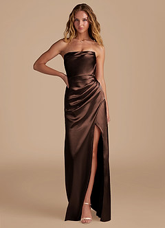 Azazie Leonis Bridesmaid Dresses Ganache Mermaid Pleated Metallic Satin Convertible Dress image1