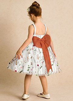 Azazie Peppa vestidos de niña de las flores Vestido de Marfil Naranja Quemado de Tul de Corte En A con Escote de Corazón image5