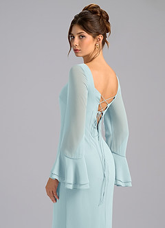 Azazie Leone Bridesmaid Dresses Sea Glass Mermaid Corset Chiffon Dress image2