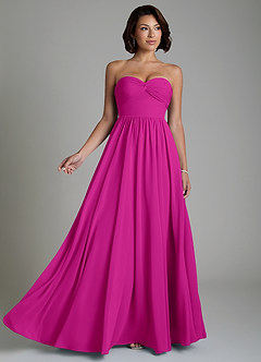 Azazie Petra Bridesmaid Dresses Fuchsia A-Line Corset Chiffon Dress image4