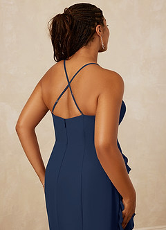 Christian Siriano Bridal for Azazie 1006 Bridesmaid Dresses Dark Navy Mermaid Ruched Chiffon Dress image16