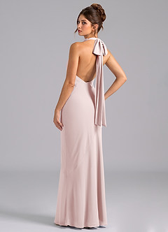 Azazie Velli Bridesmaid Dresses Blushing Pink Mermaid Bow Chiffon Dress image7