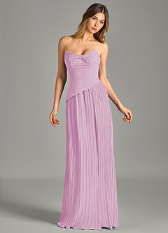 Azazie Becka Bridesmaid Dresses Candy Pink A-Line Strapless Chiffon Dress image4