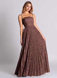 Azazie Mariana Bridesmaid Dresses Espresso A-Line Strapless Floral Burnout Convertible Dress image7