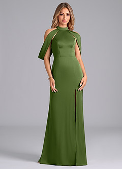 Azazie Bonny Bridesmaid Dresses Juniper Mermaid Off the Shoulder Stretch Satin Dress image1