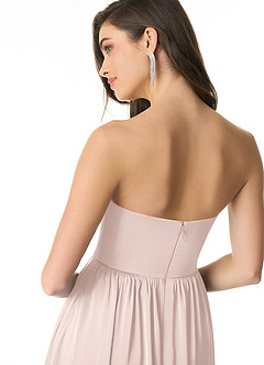 Azazie Morana Bridesmaid Dresses Blushing Pink A-Line Off the Shoulder Stretch Satin Convertible Dress image7