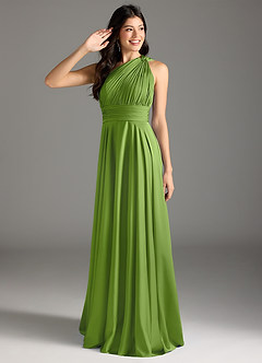Azazie Charlize Brautjungfernkleider A-Linie One-Shoulder Stretch-Satin Kleid Bermudablau image1