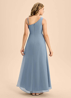 Azazie Brooke Junior Dusty Blue A-Line Side Slit Chiffon Dress image2
