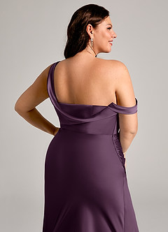Azazie Madelyn Brautjungfernkleider Wandelbar Meerjungfrau-Linie One-Shoulder Stretch-Satin Kleid Pflaume image14