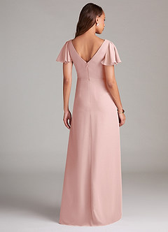 Azazie Soren Bridesmaid Dresses Powder Pink A-Line Ruched Chiffon Dress image4
