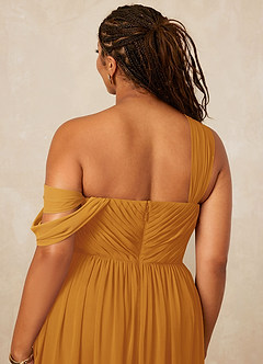 Christian Siriano Bridal for Azazie 1014 Brautjungfernkleider A-Linie Schulterfrei Chiffon Kleid Butterscotch image16