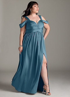 Azazie Lianne Jurken voor bruidsmeisjes Jurk van Stretch Satijn met A-Lijn Off the Shoulder Bermuda image12