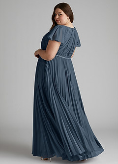 Azazie Kara Modest Bridesmaid Dresses A-Line Pleated Chiffon Floor-Length Dress image10
