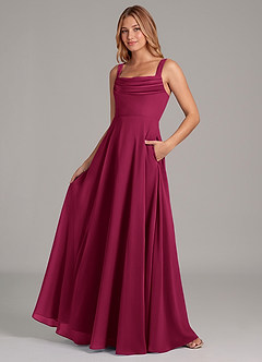 Azazie Shaude Bridesmaid Dresses Burgundy A-Line Pleated Chiffon Dress image11