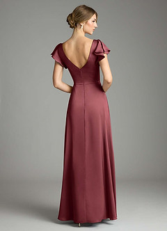 Azazie Omari Bridesmaid Dresses Merlot A-Line Stretch Satin Dress image2