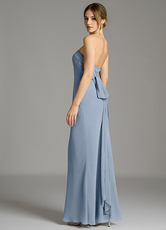 Azazie Ailanie Jurken voor bruidsmeisjes Jurk van Chiffon met Zeemeermin Strapless Stoffig Blauw image6