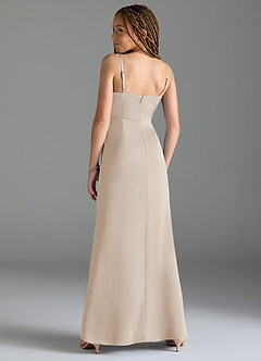 Azazie Maci Junior White Alabaster Mermaid Pleated Stretch Satin Dress image5