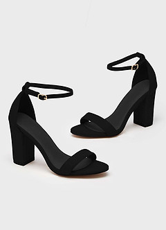 front Eenvoudige enkelband blokhak sandalen
