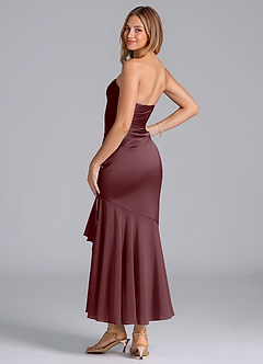 Azazie Danie Bridesmaid Dresses Sangria Sheath Strapless Chiffon Dress image2