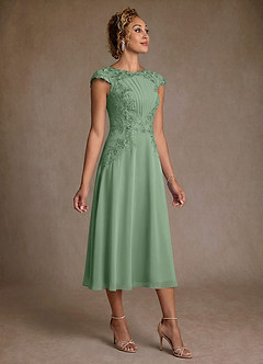 Azazie Crista Kleider für die Brautmutter A-Linie Spitze Chiffon Kleid Matcha image3