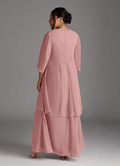 Azazie Manuella Final Sale Cabernet A-Line V-Neck Pleated Chiffon Dress image15