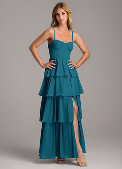 Azazie Alanna Bridesmaid Dresses Ink Blue A-Line Sweetheart Neckline Chiffon Dress image5