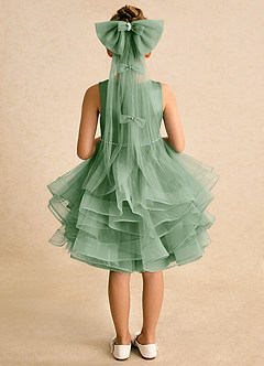 Azazie Tinie Robe Demoiselle D'honneur Fillette Robe Princesse en Tulle Arc Matcha image6