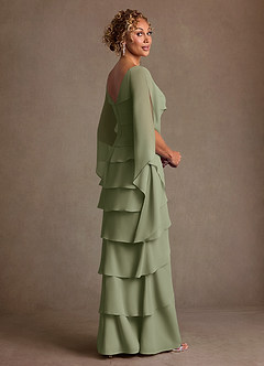 Azazie Arabinda Mother of the Bride Dresses Pistachio Sheath Ruched Chiffon Dress image2