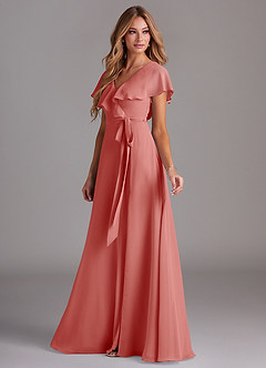 Azazie Lainey Abiti da Damigella Abito A-Line in Chiffon Con Tasche Rosa Antica image5