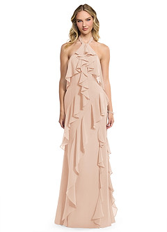Azazie Velma At-home Try On Dresses Wisteria A-Line Side Slit Chiffon Dress image1