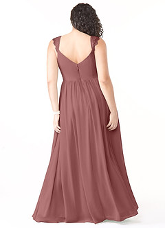 Azazie Cleobella Robes de demoiselle d'honneur Robe Trapèze en Mousseline de soie Dentelle en forme de cœur Rose Du Désert image9